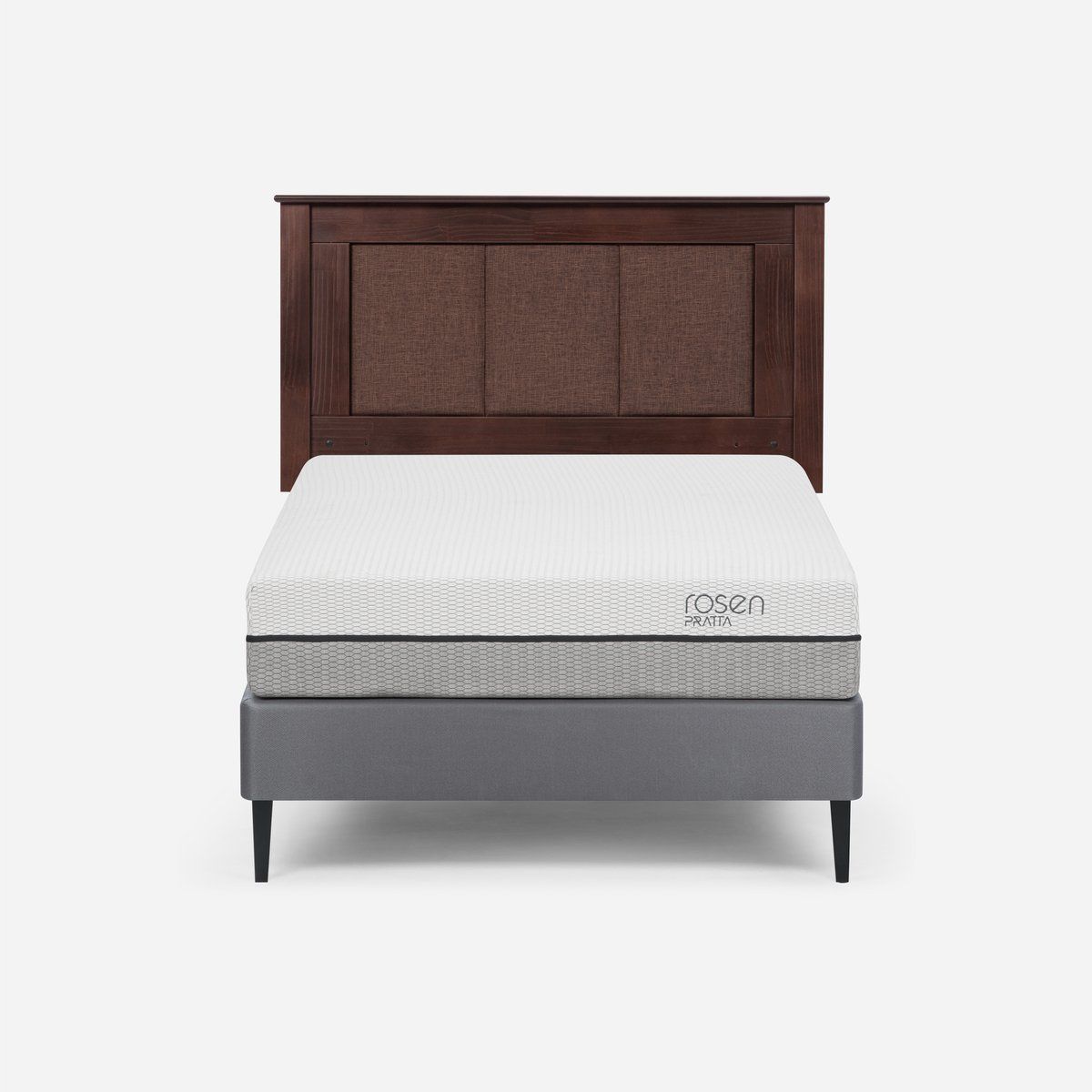 ROSEN - Cama Europea Pratta 1 Plaza Pata Acero + Respaldo Rachel