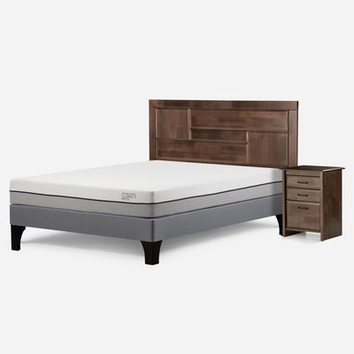 Imagen 2 del producto Cama Europea Pratta Full Pata Madera+ Respaldo+Velador Dolce