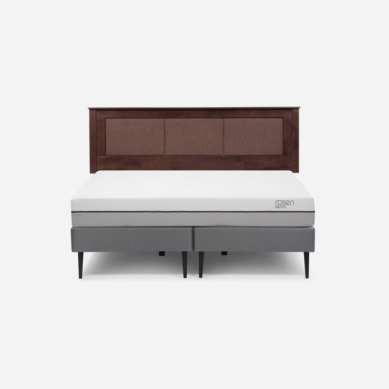 ROSEN - Cama Europea Pratta King Pata Acero BD + Respaldo Rachel