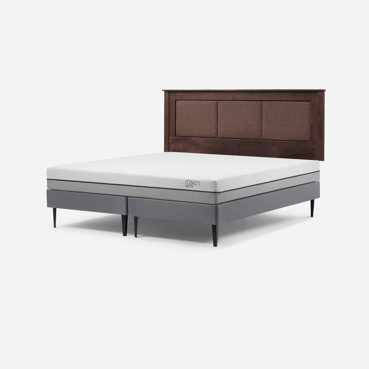 ROSEN - Cama Europea Pratta King Pata Acero BD + Respaldo Rachel