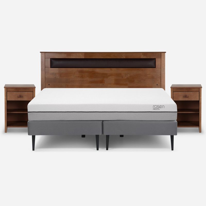 ROSEN - Cama Europea Pratta King Pata Acero Base D. +Muebles Ferrara