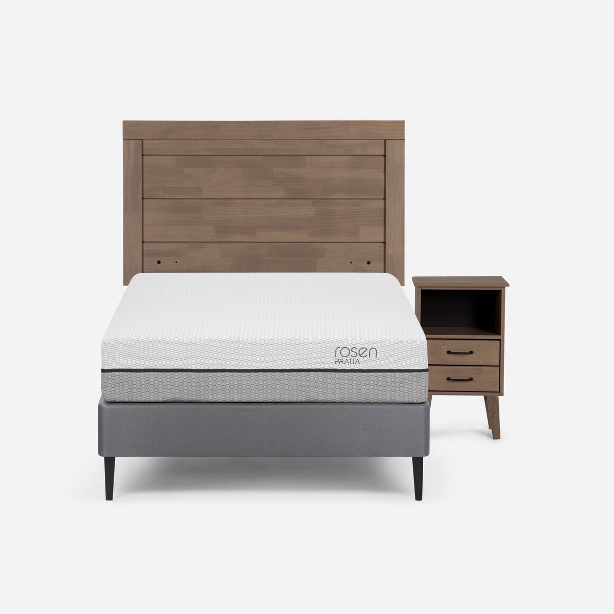 ROSEN - Cama Europea Pratta 1 Plaza Pata Acero + Muebles Sicilia