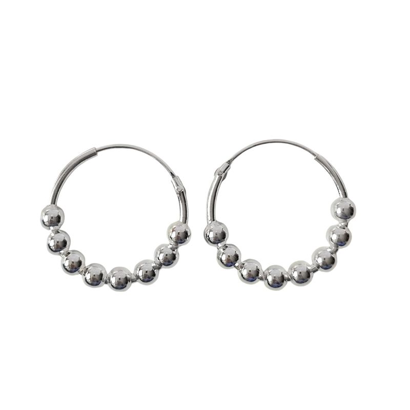ANDREA COGGIOLA JOYAS - Aros Argolla Carmen Bolitas 17mm Plata Fina 925
