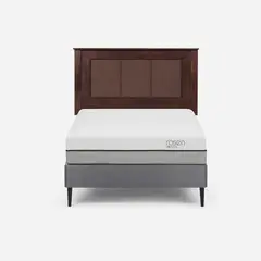 ROSEN - Cama Europea Pratta 1,5 Plazas Pata Acero + Respaldo Rachel