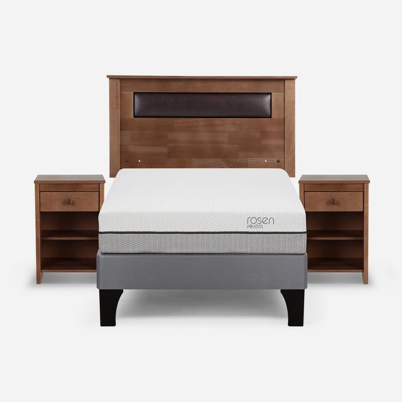 ROSEN - Cama Europea Rosen Pratta P. Madera Full + Muebles Ferrara