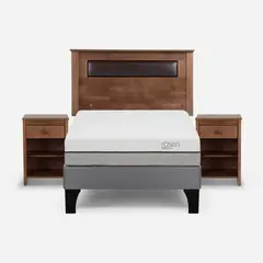 ROSEN - Cama Europea Pratta P. Madera Full + Muebles Ferrara
