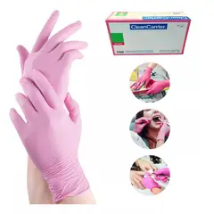 CLEANCARRIER - Guante Nitrilo Rosado Talla M Clean Carrier 100 Unidades