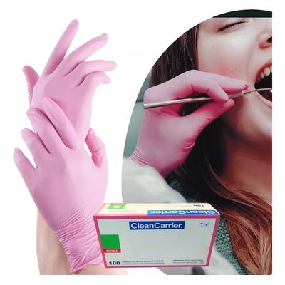 Imagen 2 del producto Guante Nitrilo Rosado Talla M Clean Carrier 100 Unidades