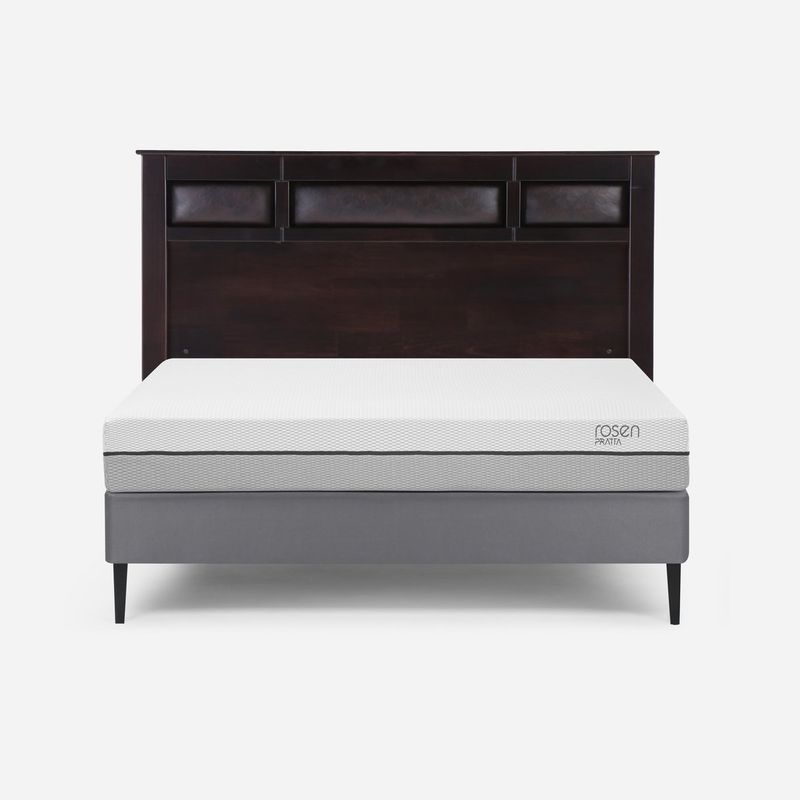 ROSEN - Cama Europea Pratta Full Pata Acero + Respaldo Bilbao