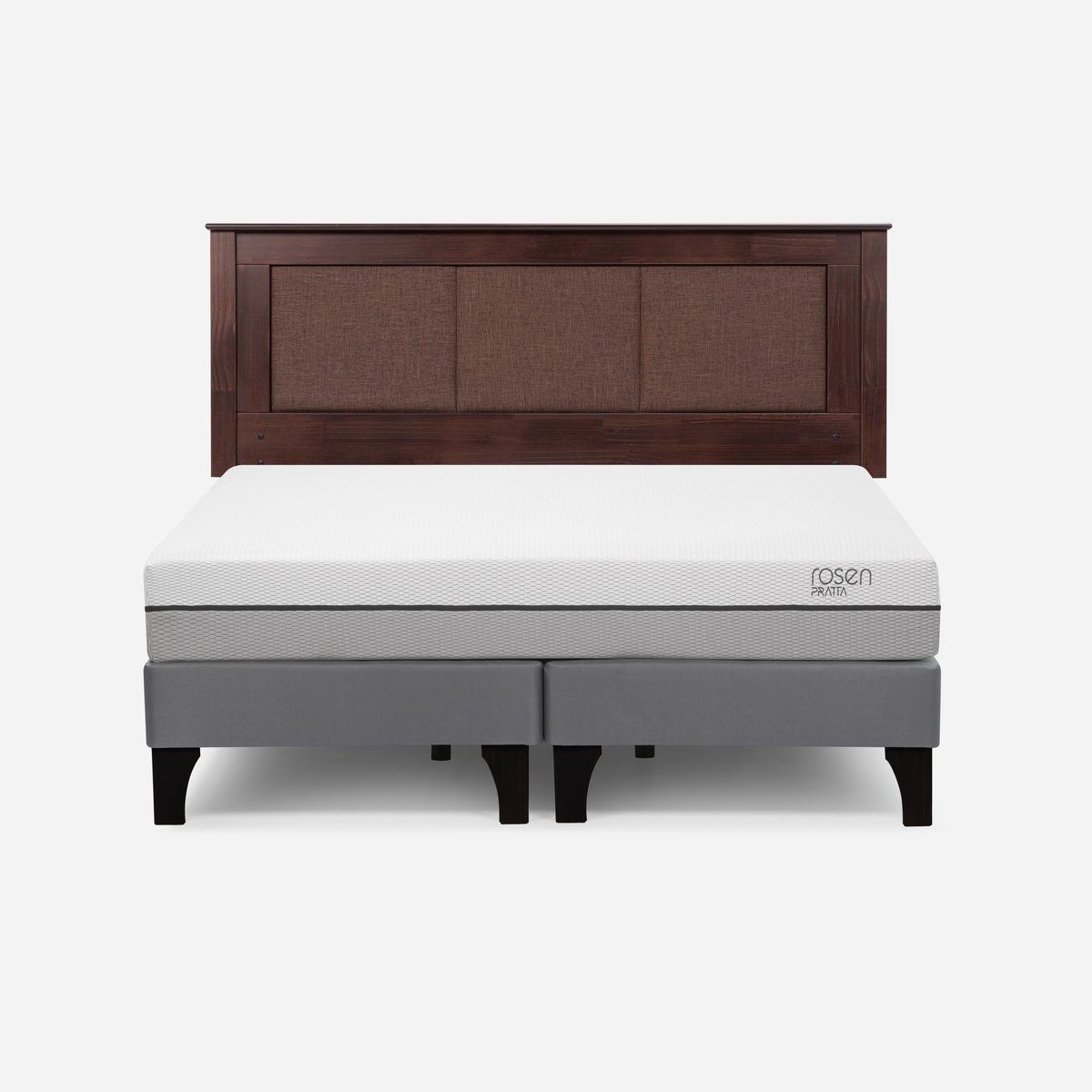 ROSEN - Cama Europea Pratta 2 Plazas Pata Madera BD +Respaldo Rachel