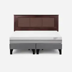 ROSEN - Cama Europea Pratta 2 Plazas Pata Madera BD +Respaldo Rachel