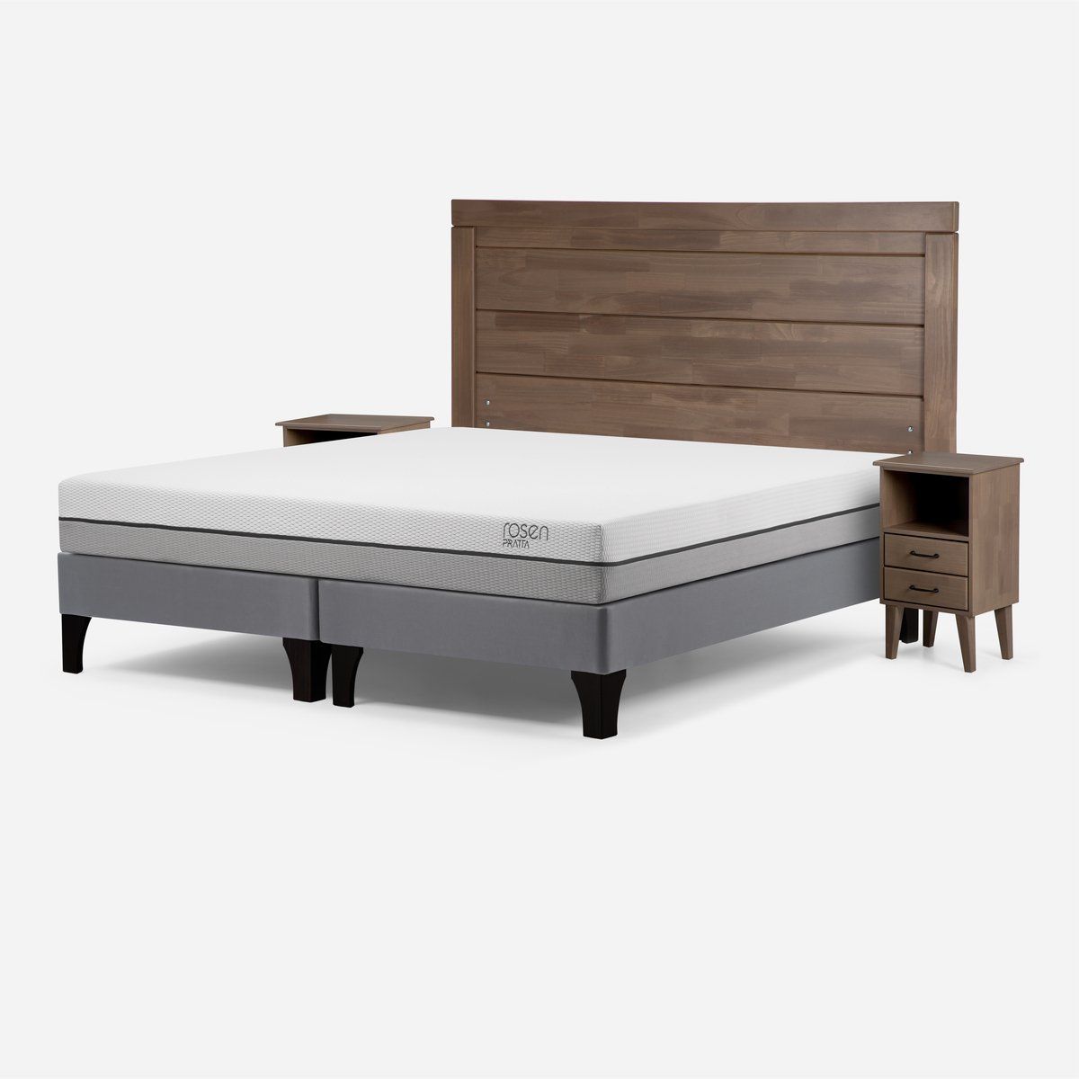 ROSEN - Cama Pratta 2 Plazas + Muebles Sicilia y Cómoda Harland