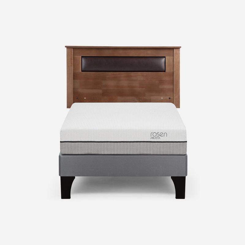 ROSEN - Cama Europea Pratta 1,5 Plazas Pata Madera +Respaldo Ferrara