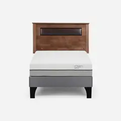 ROSEN - Cama Europea Pratta 1,5 Plazas Pata Madera +Respaldo Ferrara