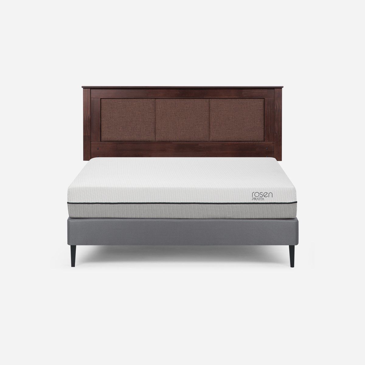 ROSEN - Cama Europea Pratta 2 Plazas Pata Acero BN + Respaldo Rachel