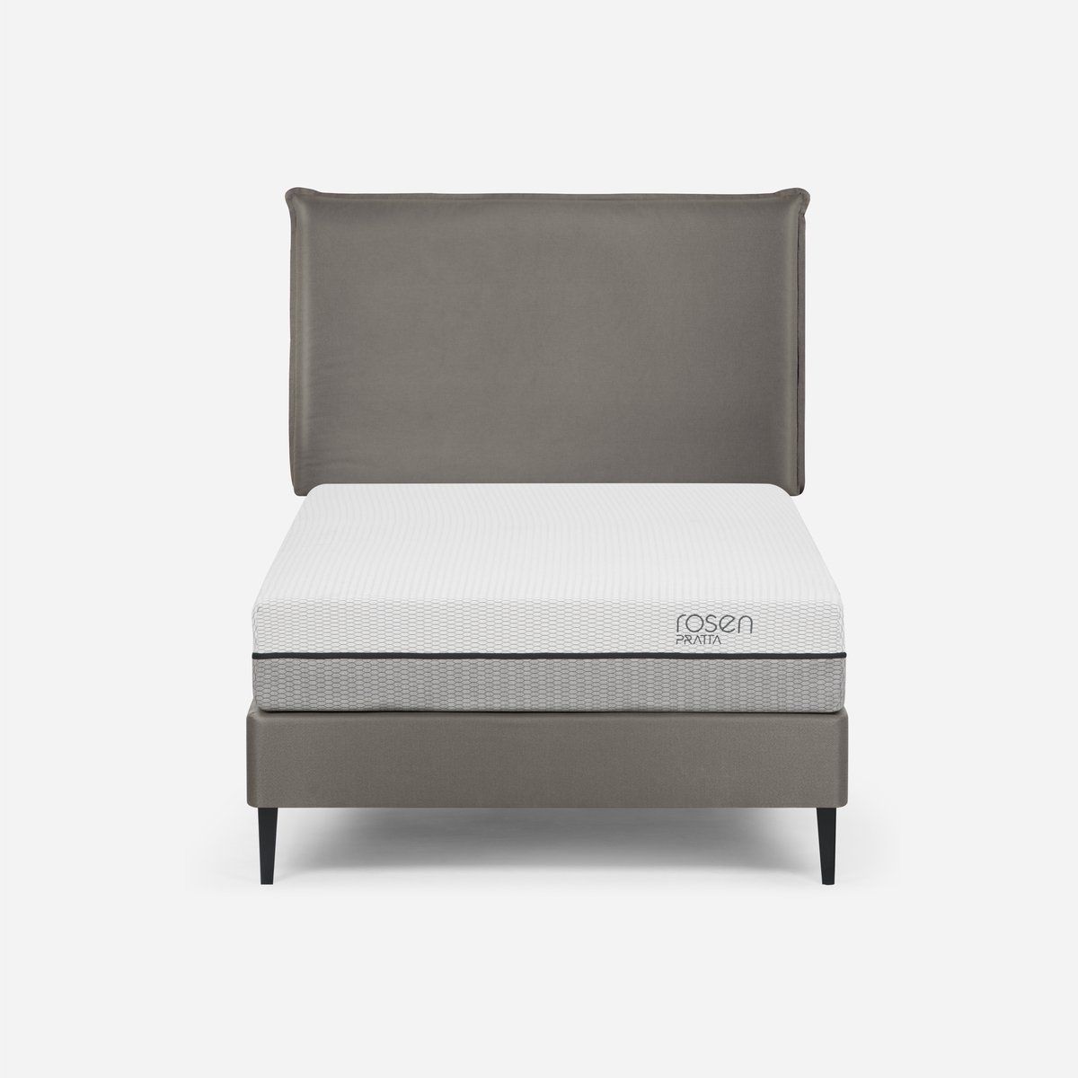 ROSEN - Cama Europea Pratta 1,5 Plazas Pata Acero + Respaldo Maurice