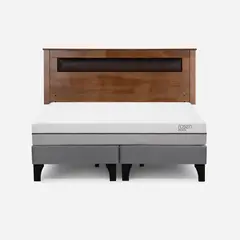 ROSEN - Cama Europea Pratta 2 Plazas Pata Madera BD+Respaldo Ferrara