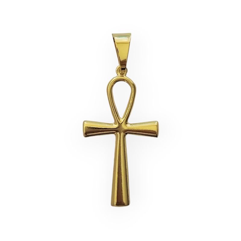 ANDREA COGGIOLA JOYAS - Colgante Cruz Ankh Grande Enchapado Oro 18K