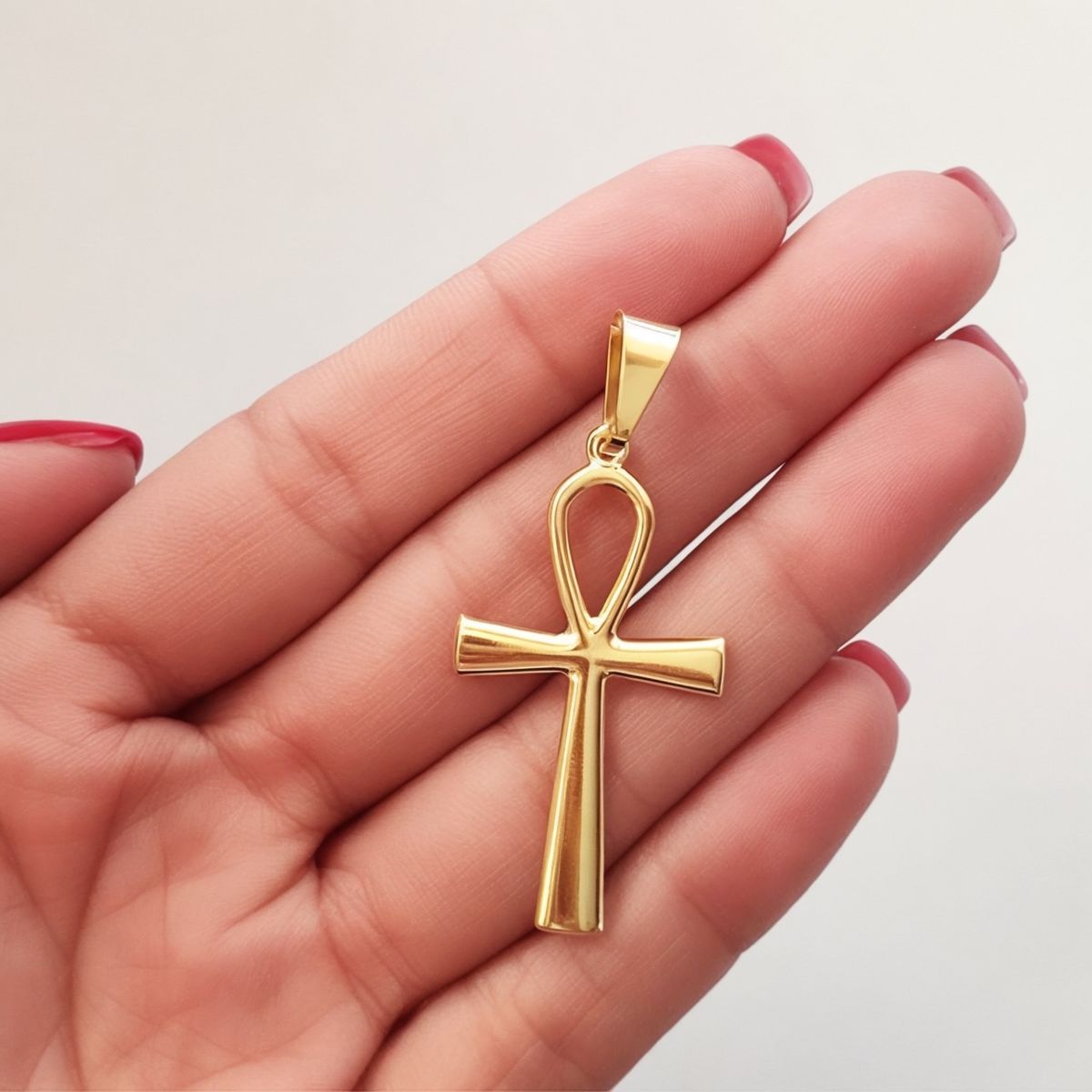COGGIOLA - Colgante Cruz Ankh Grande Enchapado Oro 18K
