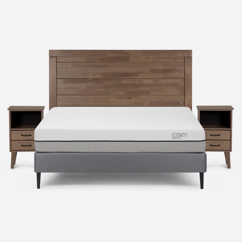 ROSEN - Cama Europea Pratta 2 Plazas Pata Acero BN + Muebles Sicilia