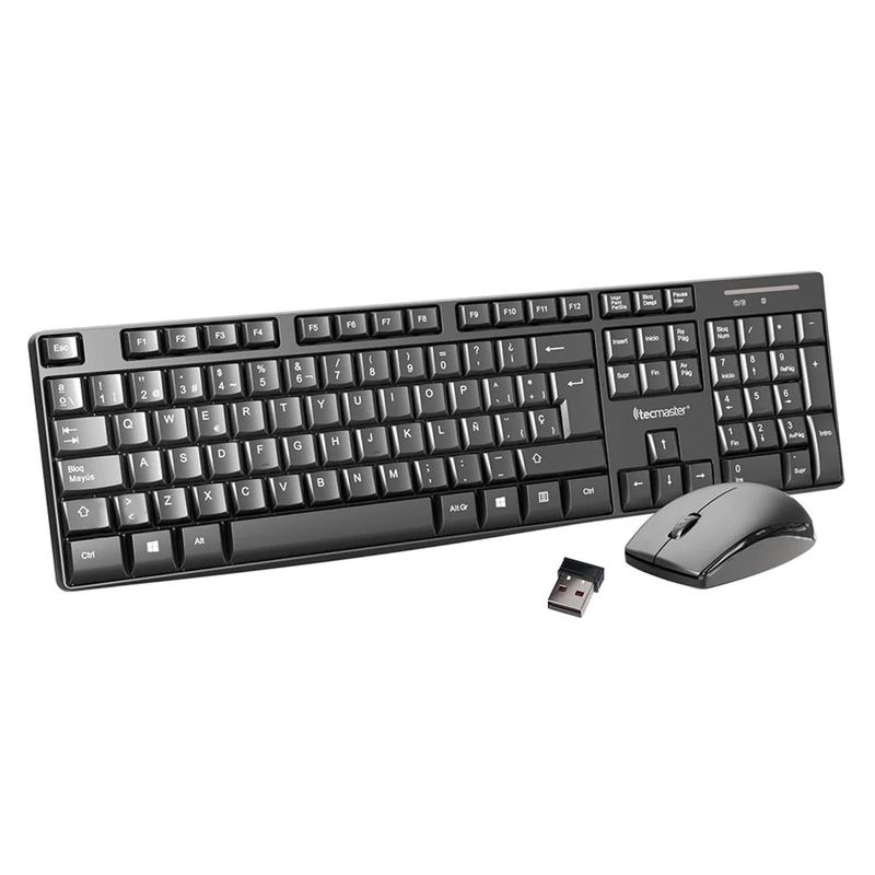 TECMASTER - Kit Teclado Y Mouse Inalámbrico Tecmaster TM-100512 Negro