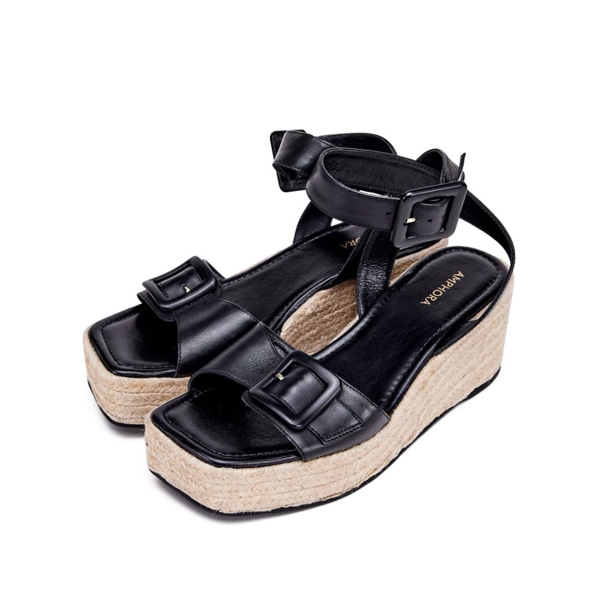 AMPHORA - Sandalia ruth cuero negro