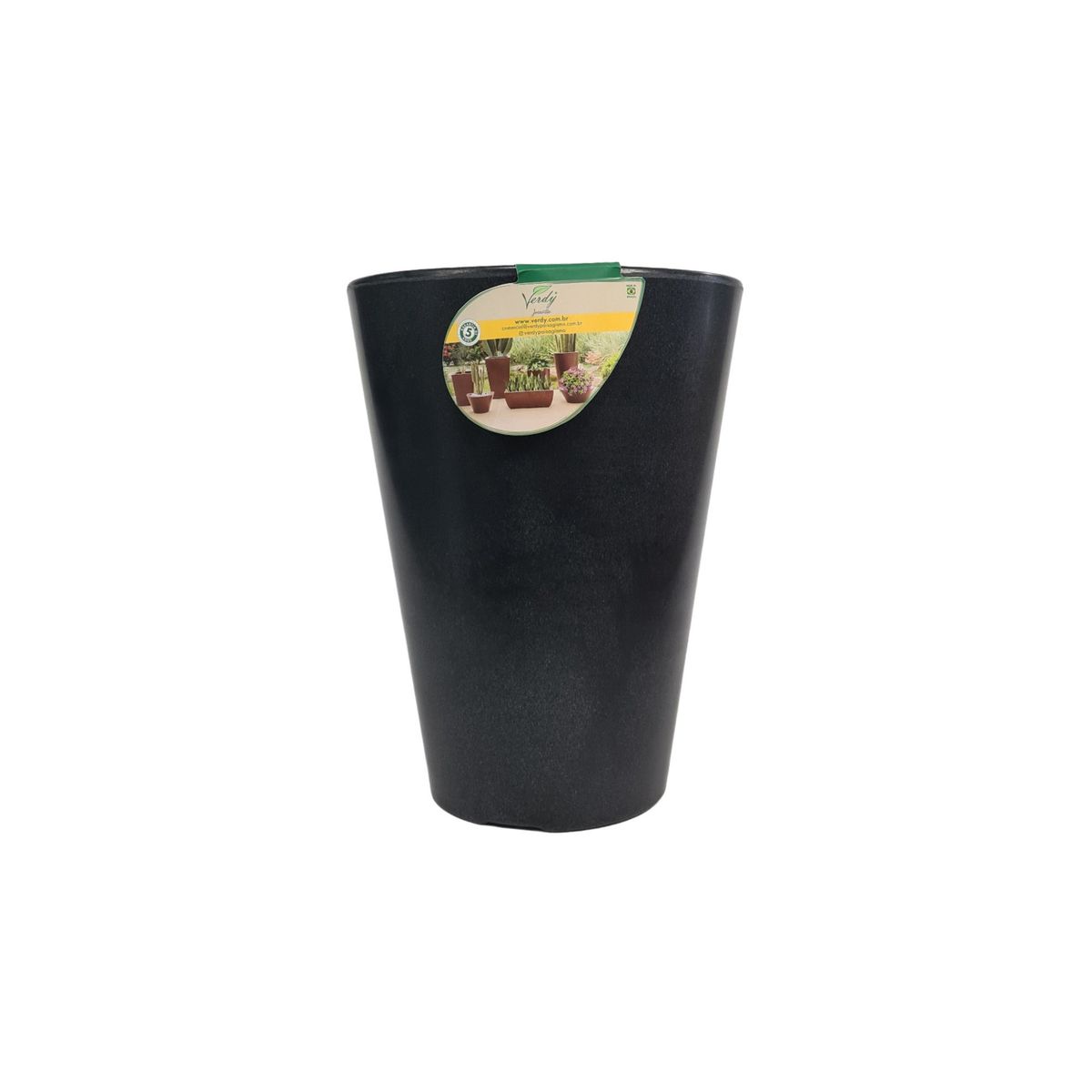VERDY - Maceta Joinville Cono 17x30cms Negro Efecto Marmoleado