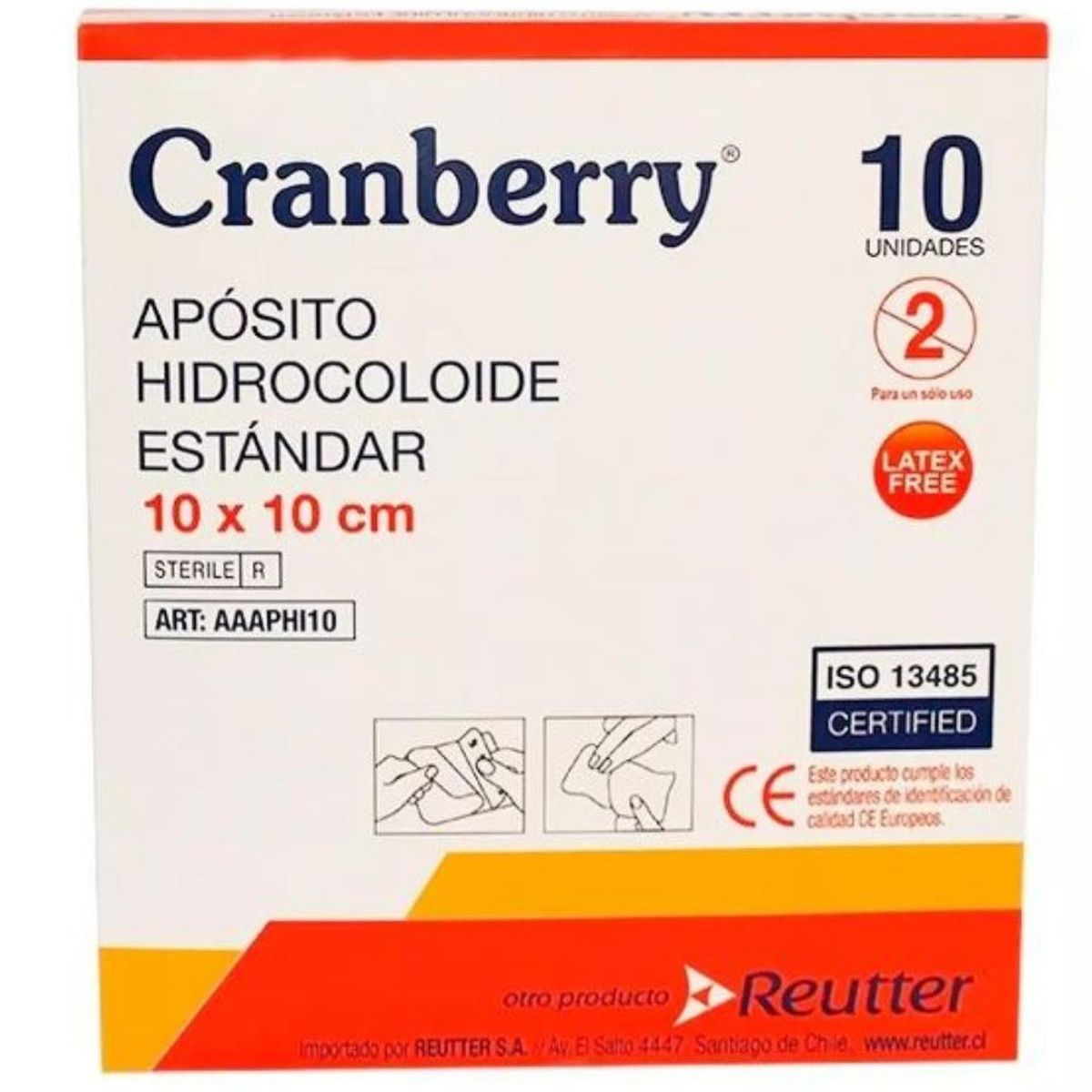 CRANBERRY - Apósito Hidrocoloide Estándar 10x10 Cm Caja De 10 Unidades