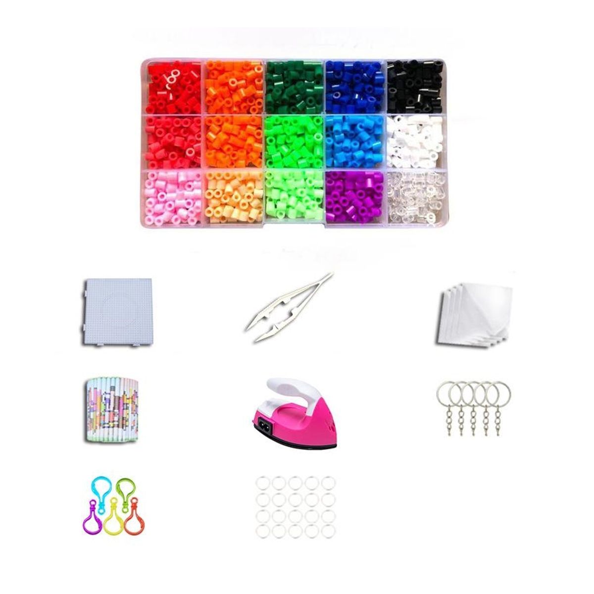 ATURE - Set 14000 Hama Bead 15 Colores Mini Cuentas Planchador 2.6mm
