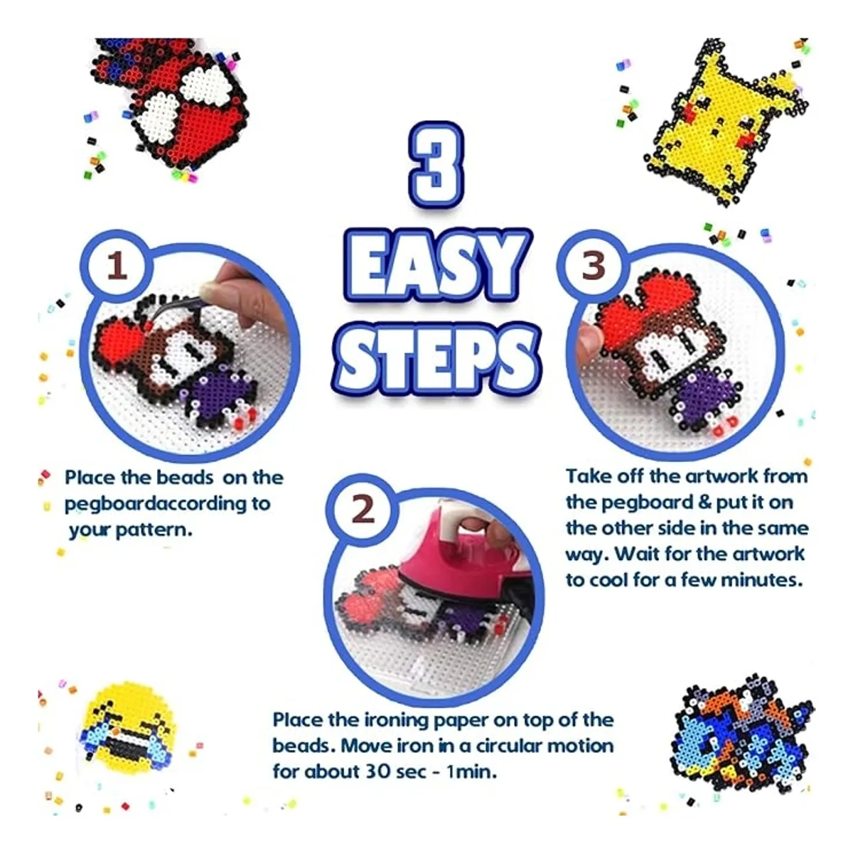 ATURE - Set 14000 Hama Bead 15 Colores Mini Cuentas Planchador 2.6mm