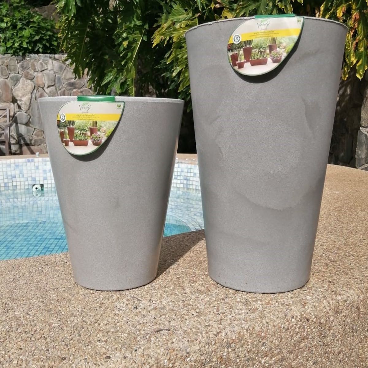 VERDY - Maceta Joinville Cono 19x40cms Blanco Efecto Marmoleado