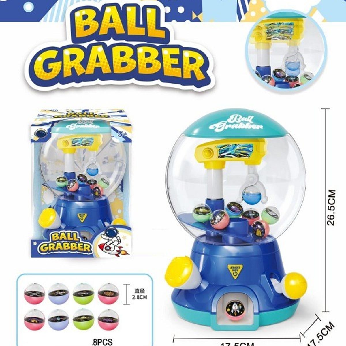 GENERICO - MAQUINA EXPENDEDORA DE MINI PELOTAS O MAQUINA DE GARRAS AZUL