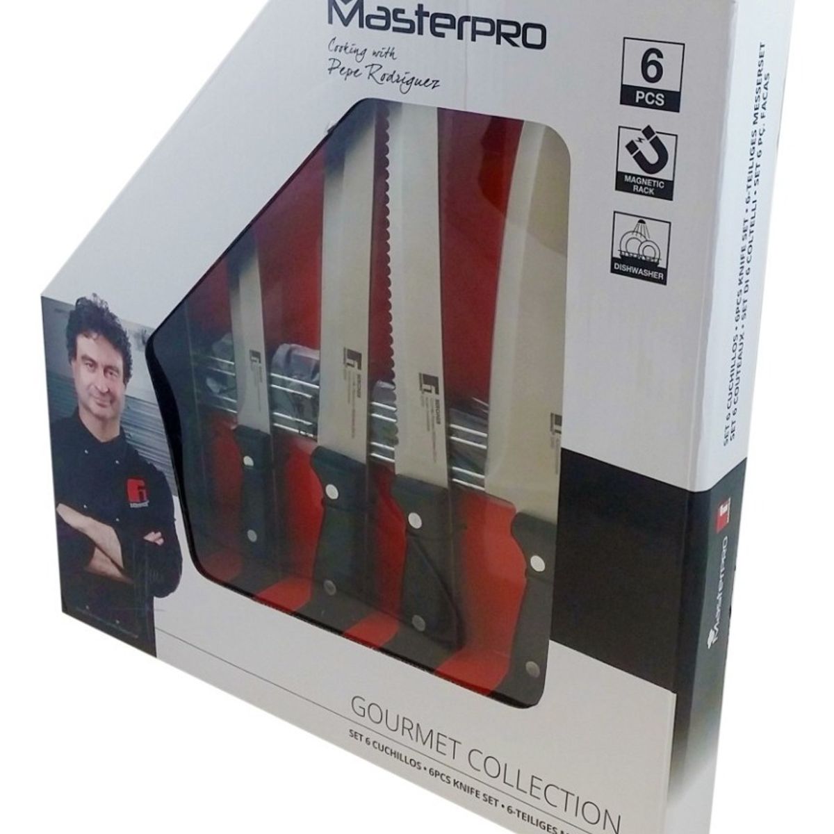 BERGNER - SET 5 CUCHILLOS + BARRA MAGNETICA ACERO INOX MASTERPRO