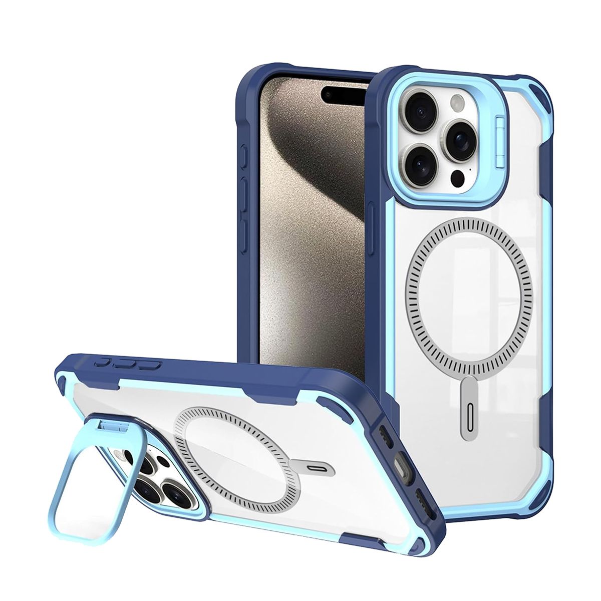 JOIGO - Carcasa Con Soporte Para iPhone 16 Pro Magsafe Celeste