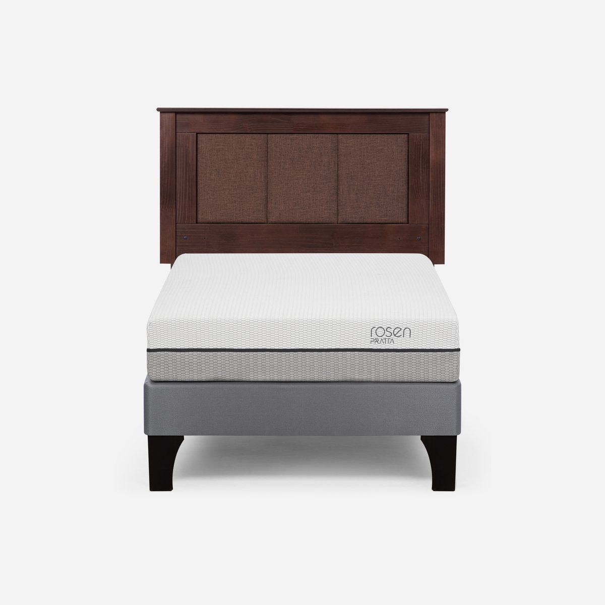 ROSEN - Cama Europea Pratta 1 Plaza Pata Madera+Respaldo Rachel Café