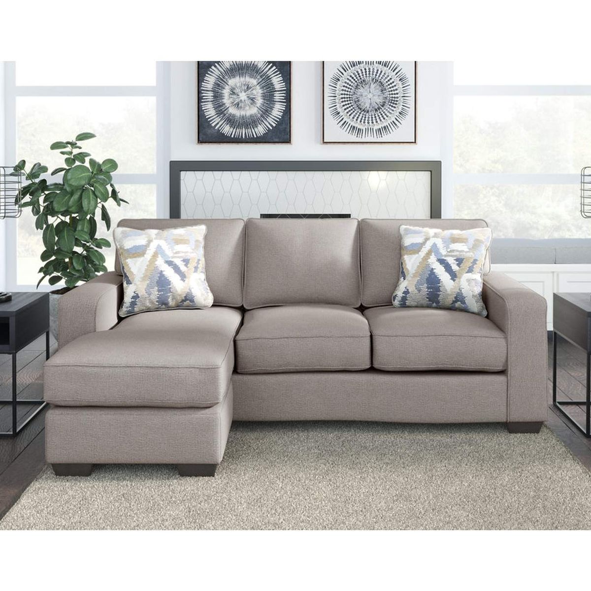 ASHLEY - Sofá chaise Greaves stone.