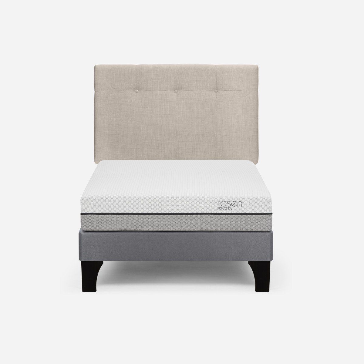 ROSEN - Cama Europea Pratta 1,5 Pl Pata Madera +Respaldo New Bennet
