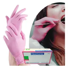 CLEANCARRIER - Guante Rosado Nitrilo Talla S Clean Carrier 100 Unidades