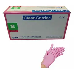 CLEANCARRIER - Guante Rosado Nitrilo Talla S Clean Carrier 100 Unidades