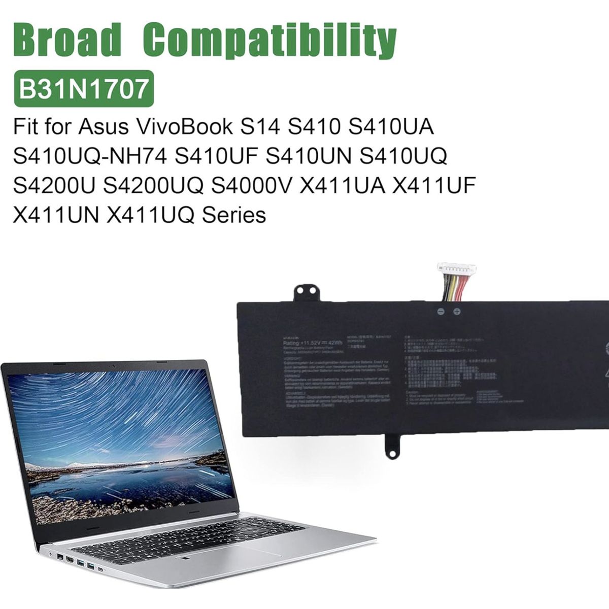 GENERICO - Bateria B31n1707 Para Asus Vivobook S14 S410 X411uf X411ua