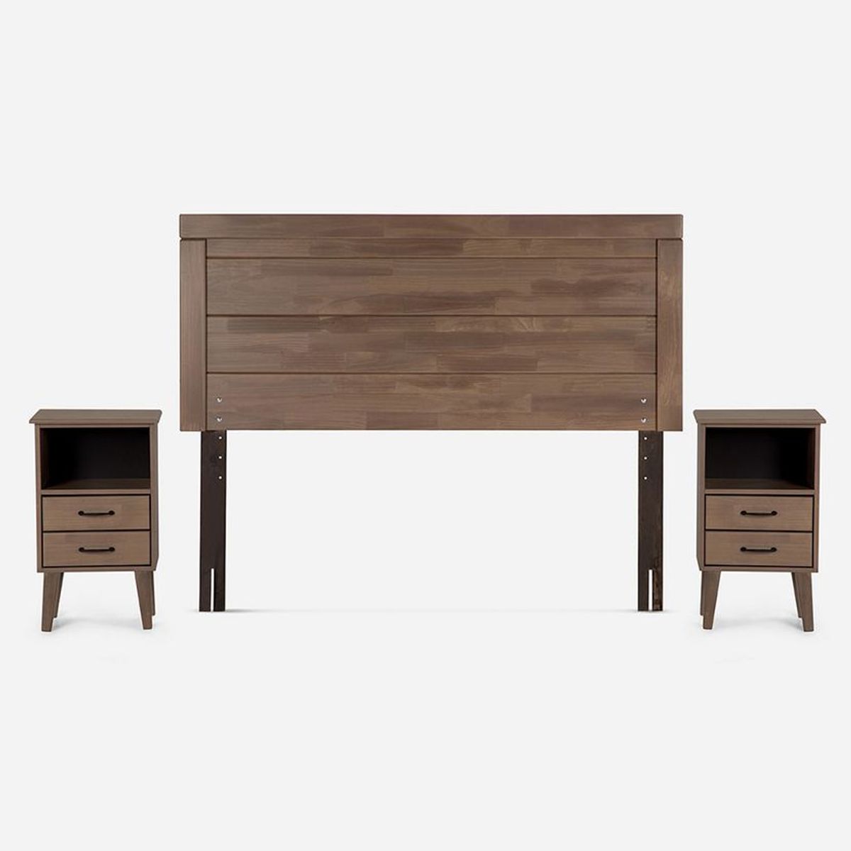 ROSEN - Cama Europea Pratta 2 Plazas Pata Acero BD + Muebles Sicilia