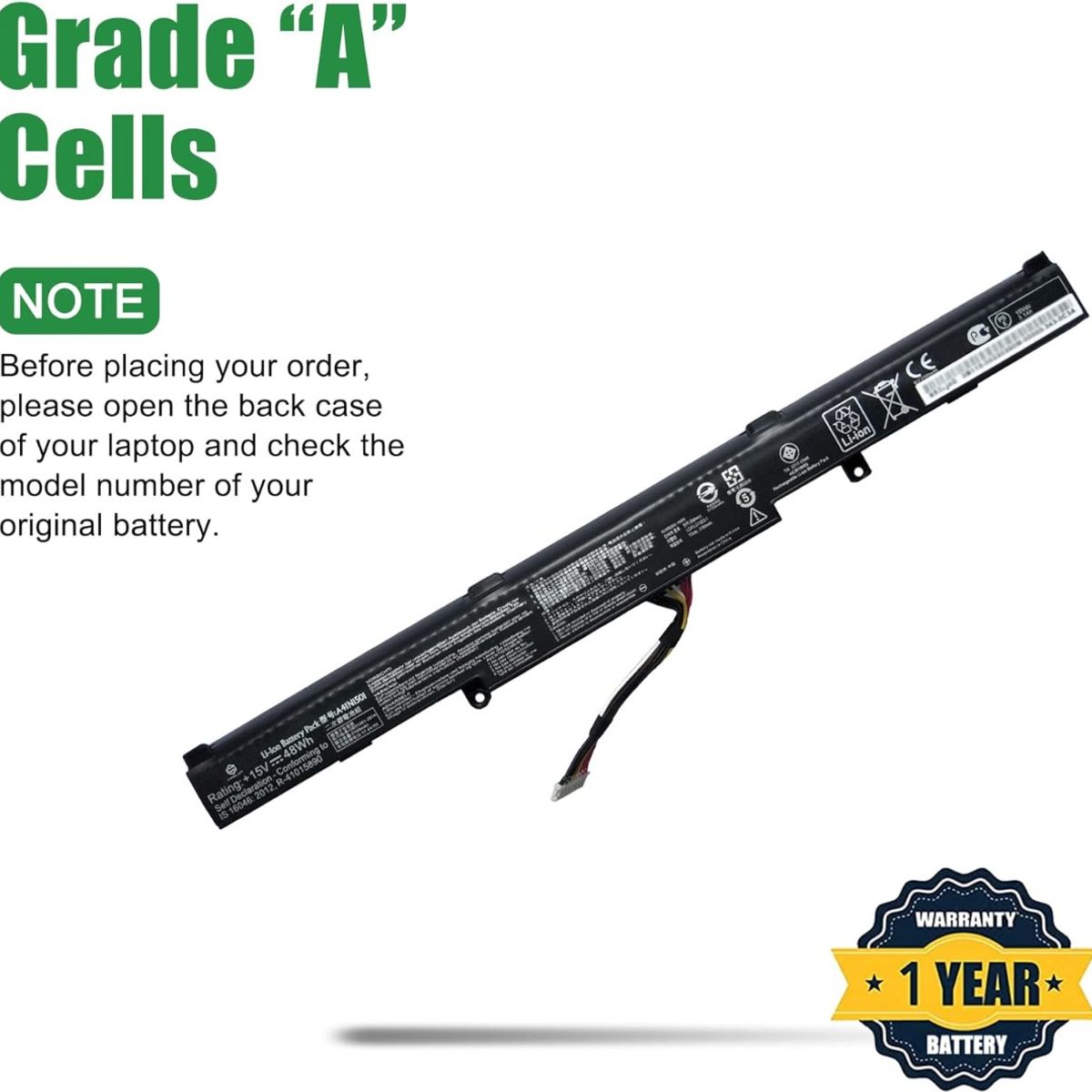 GENERICO - Bateria a41n1501 Para Asus Gl752 N552v N752 Series Nueva