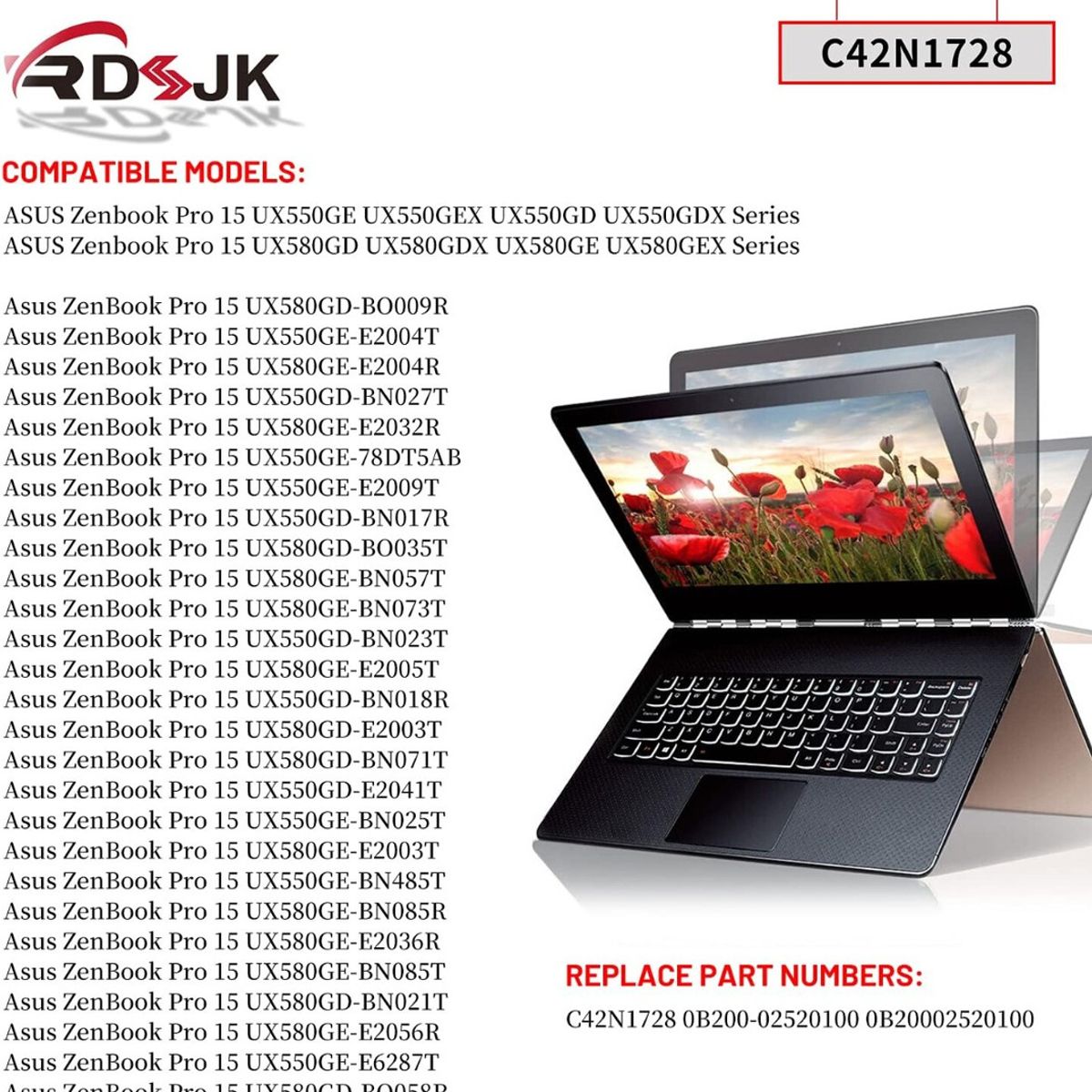 GENERICO - Bateria C42n1728 Para Asus Zenbook Ux550gd Ux580 Series