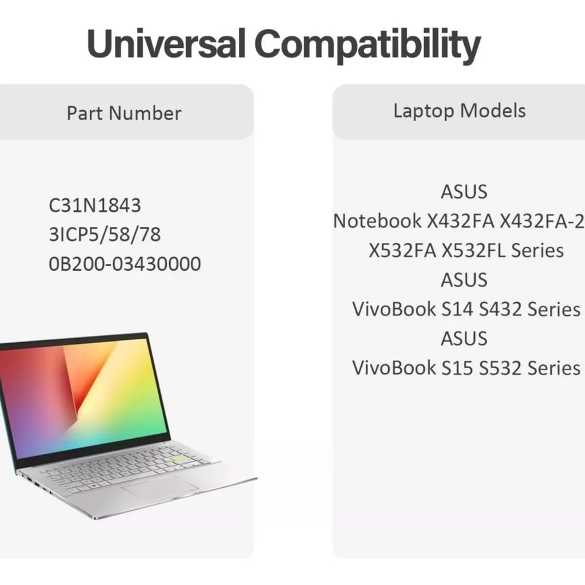 GENERICO - Batería Para Asus c31n1843 Vivobook S14 S15 S532fa S432fl