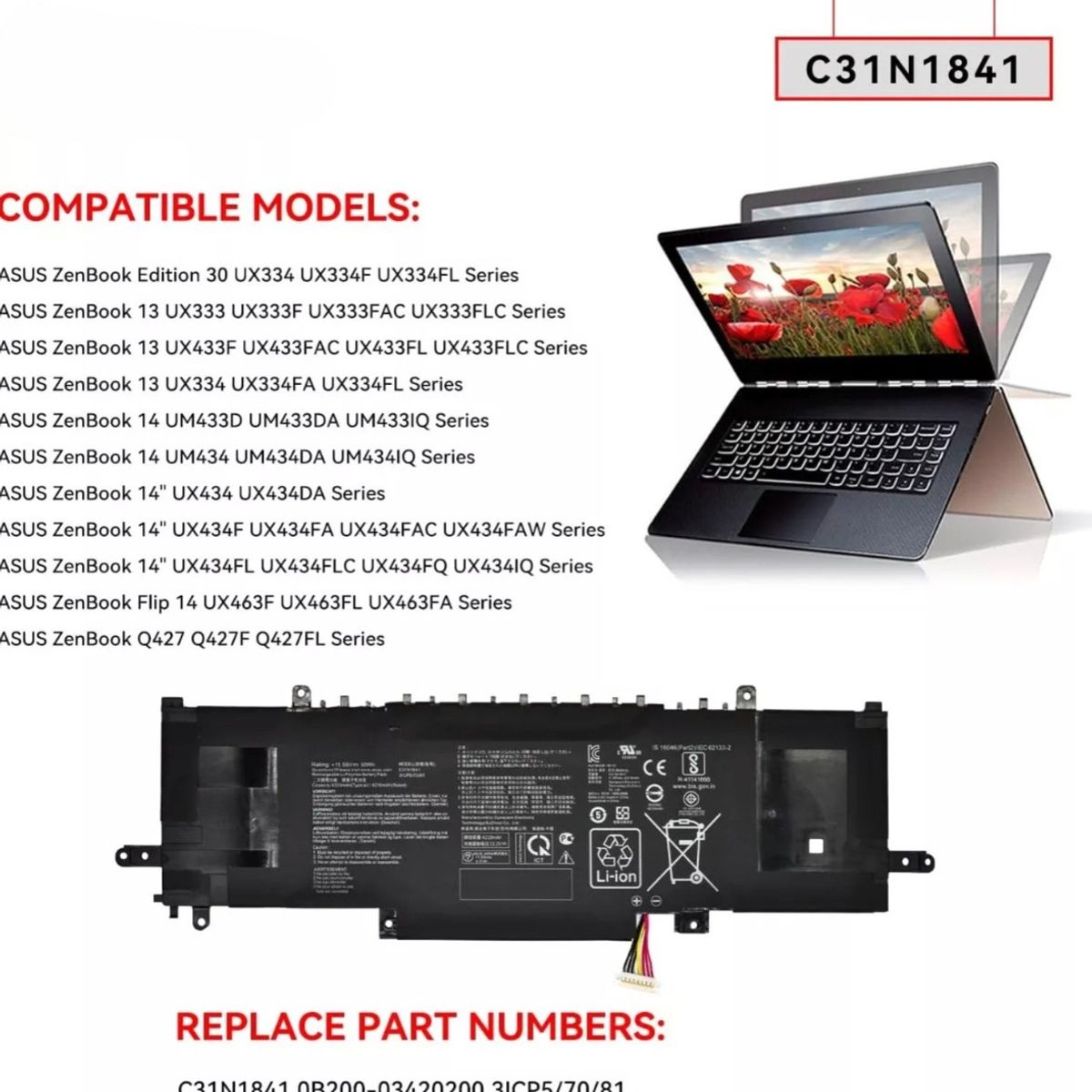 GENERICO - Bateria c31n1841 Para Asus Zenbook Ux334 Ux434 Ux433 Ux434