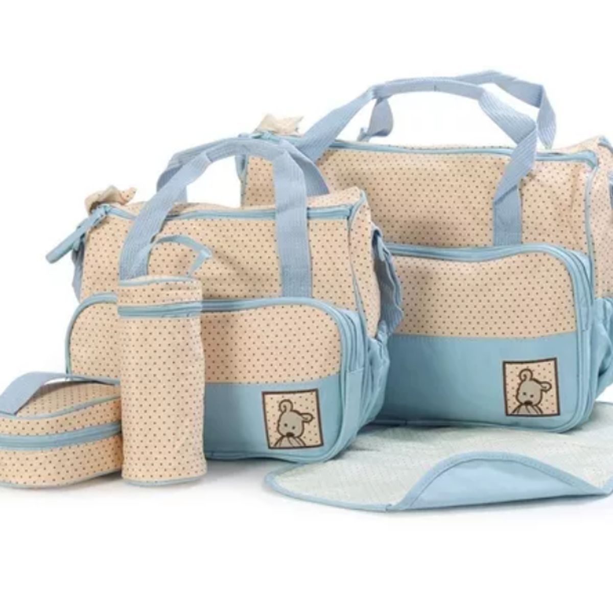 GENERICO - Bolso Maternal 5 Piezas Mudador Celeste