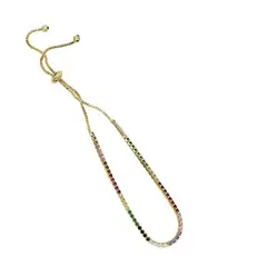 VANE COLLECTION - Pulsera mujer tennis ajustable rainbow dorada