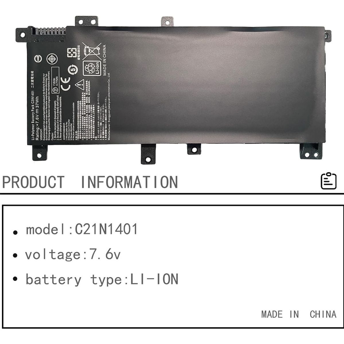 GENERICO - Bateria c21n1401 Para Asus X455 X455la F455l Series Nueva