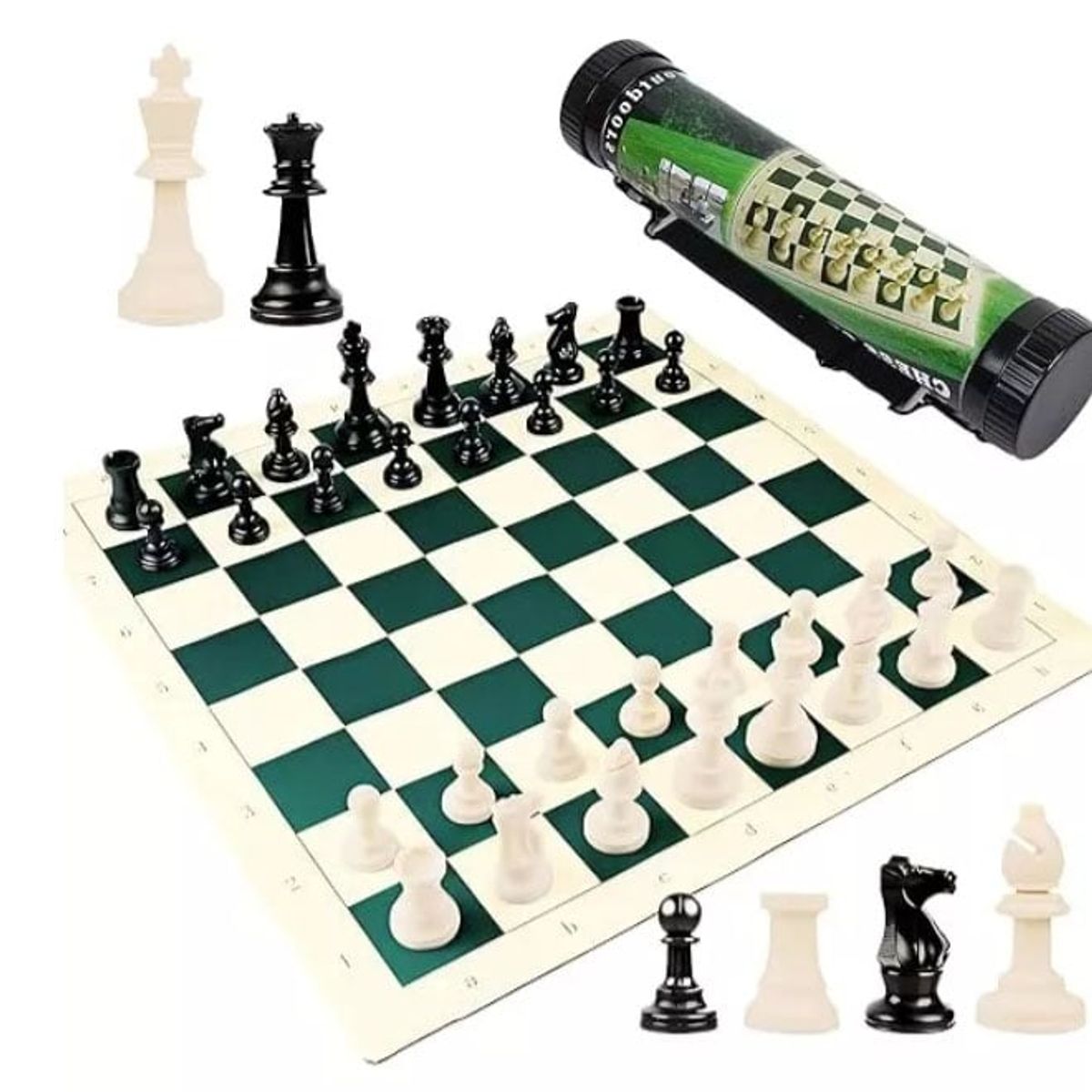 GENERICO - Tablero de Ajedrez con tubo transportador - Ajedrez portátil