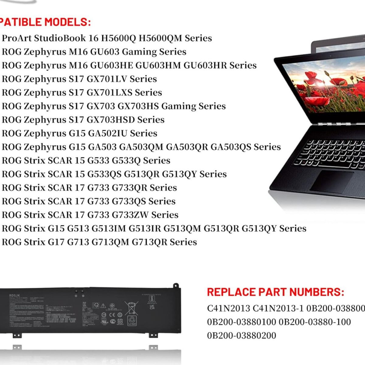 GENERICO - Bateria c41n2013 Para Asus Rog Strix G15 G513 G713 G17